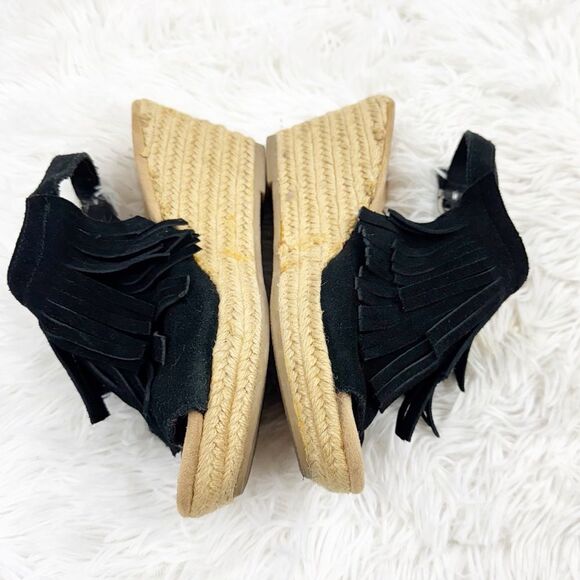 Minnetonka Ashley Sue Fringe Suede Leather Espadrille Wedge Sandals - Picture 5 of 11
